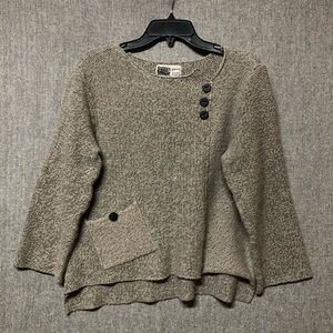 Habitat Clothes To Live In Chunky Knit Sweater Sz S Taupe Beige Asymmetrical